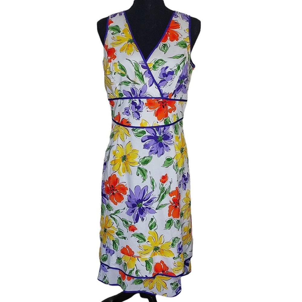 Willi Smith Floral Faux Wrap Sleeveless Dress Size 6